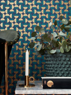 1774 Arne Jacobsen Vertigo Green and Blue Wallpaper by Boråstapeter