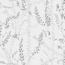 1786 Arne Jacobsen Bladranker Grey and White Wallpaper by Boråstapeter