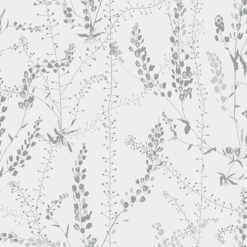 1786 Arne Jacobsen Bladranker Grey and White Wallpaper by Boråstapeter