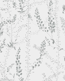 1786 Arne Jacobsen Bladranker Grey and White Wallpaper by Boråstapeter