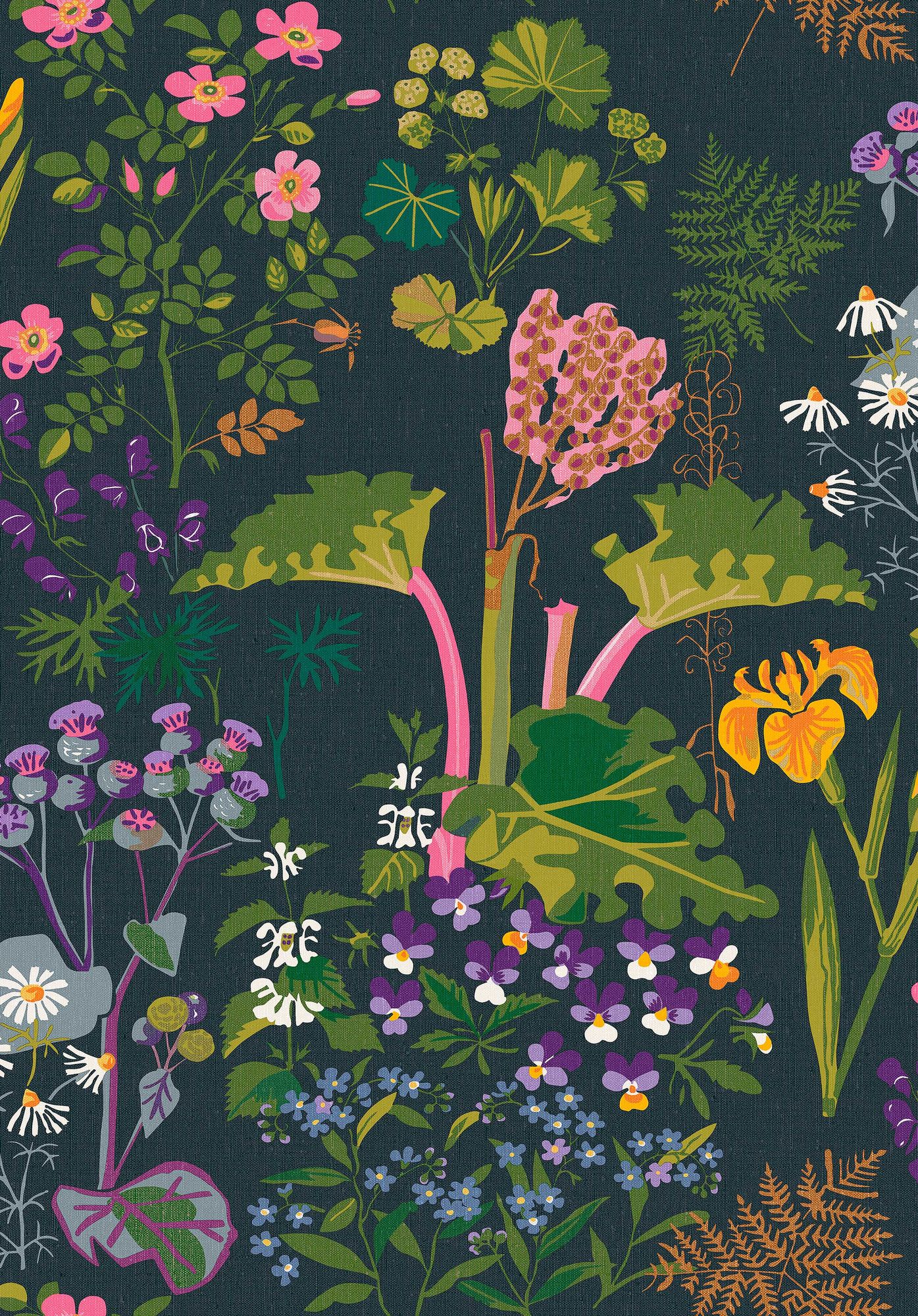 1791 Gocken Jobs Rabarber Multi and Black Wallpaper by Boråstapeter