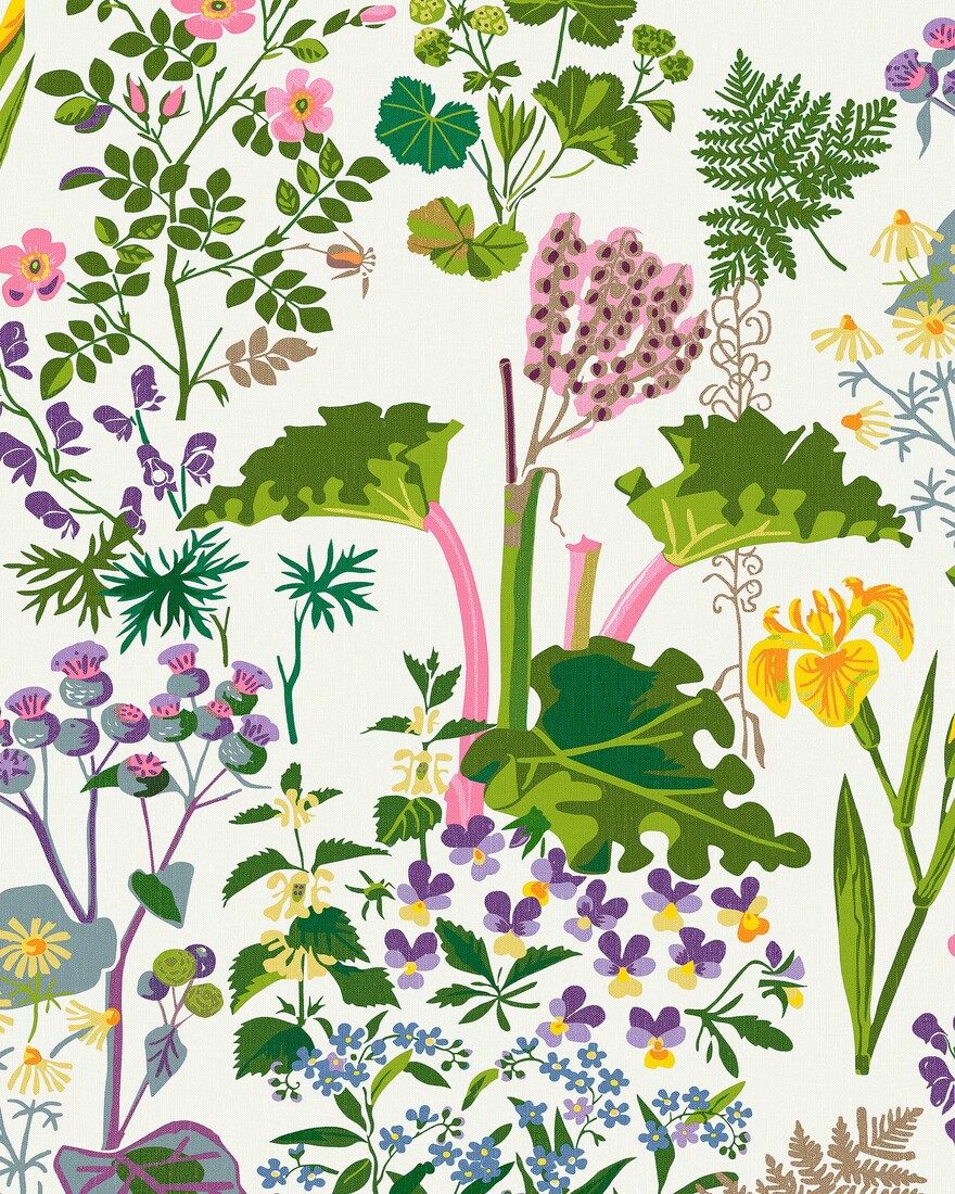 1792 Gocken Jobs Rabarber Multi and White Wallpaper by Boråstapeter
