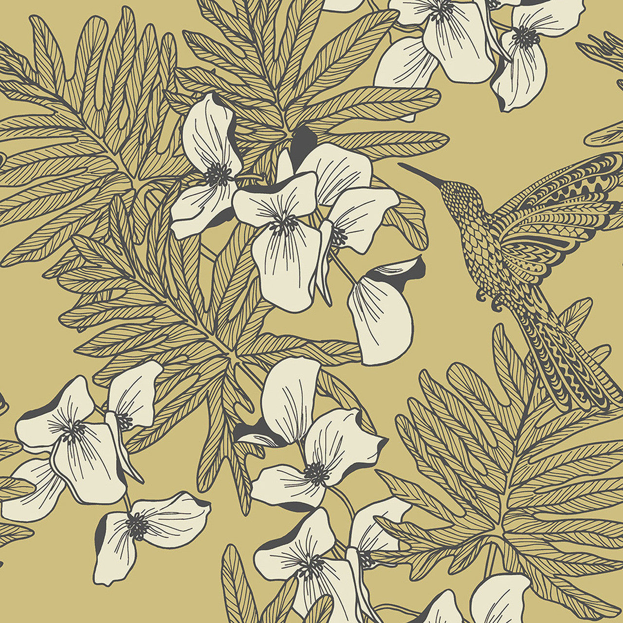 1804-117-01 Hummingbird Aurora Wallpaper by 1838 Wallcoverings