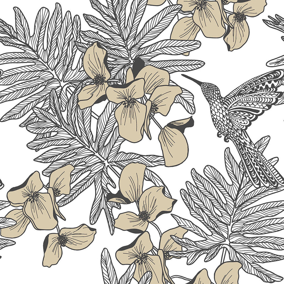 1804-117-06 Hummingbird Aurora Wallpaper by 1838 Wallcoverings