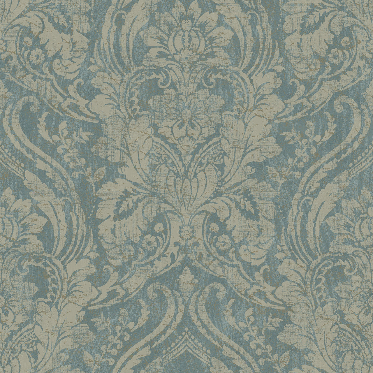 188401 Textured Damask Teal Wallpaper by Grandeco