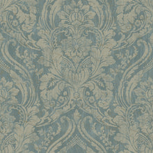 188401 Textured Damask Teal Wallpaper by Grandeco