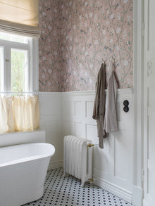 1901 Paradise Birds Light Pink and Green Icons Wallpaper by Boråstapeter