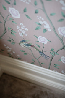 1901 Paradise Birds Light Pink and Green Icons Wallpaper by Boråstapeter