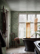 1903 Paradise Birds Dark Green and Pink Icons Wallpaper by Boråstapeter