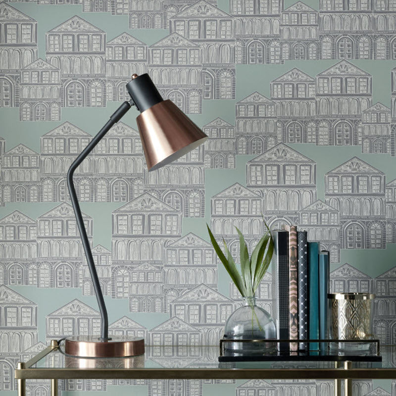 1907-137-03 Maison Neo Mint Elodie Wallpaper by 1838 Wallcoverings