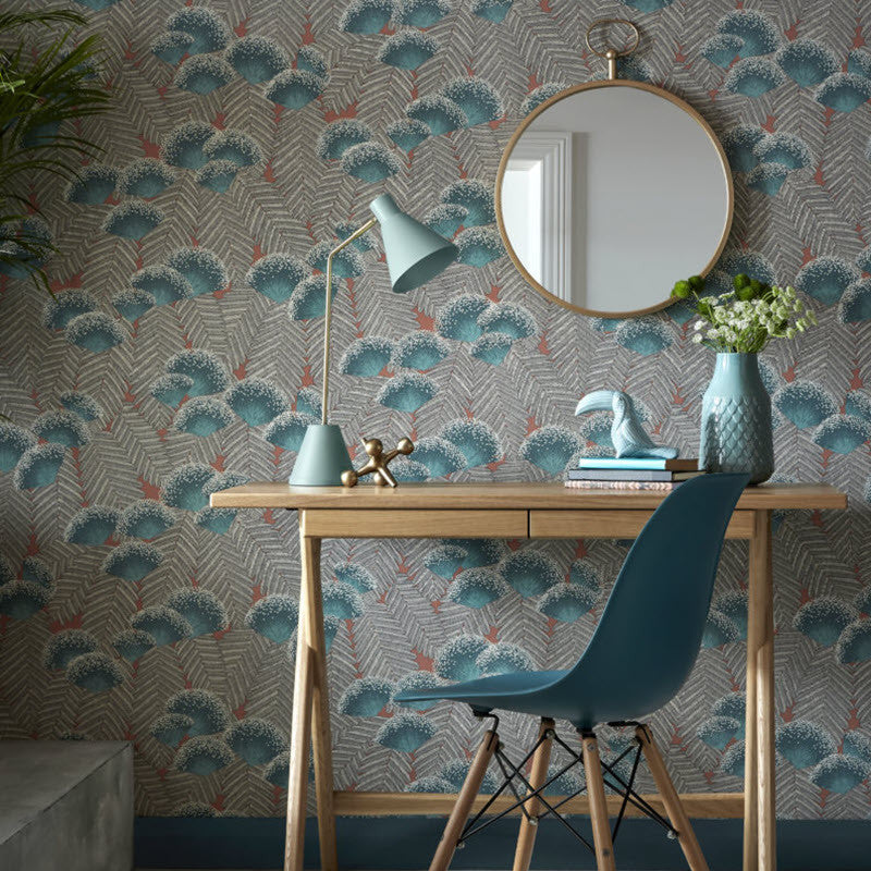 1907-138-04 Clarice Cantaloupe Elodie Wallpaper by 1838 Wallcoverings