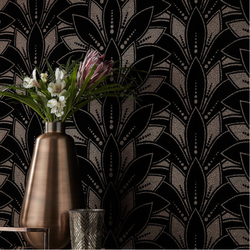 1907-139-03 Astoria Jet Elodie Wallpaper by 1838 Wallcoverings