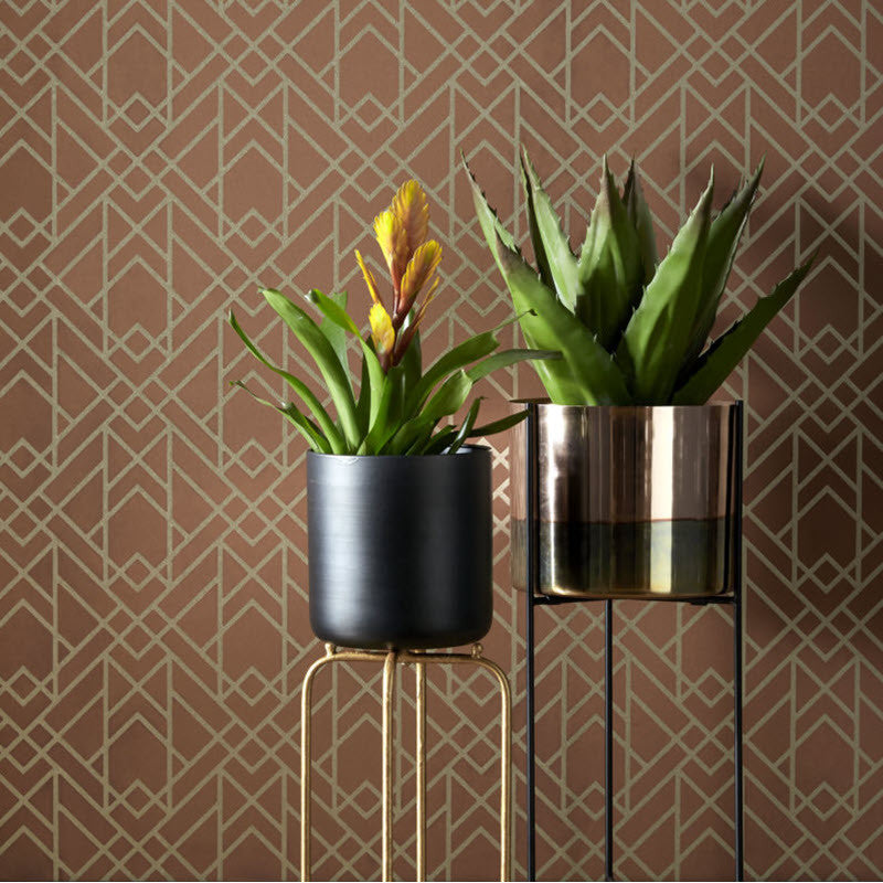 1907-140-04 Metro Amber Glow Elodie Wallpaper by 1838 Wallcoverings