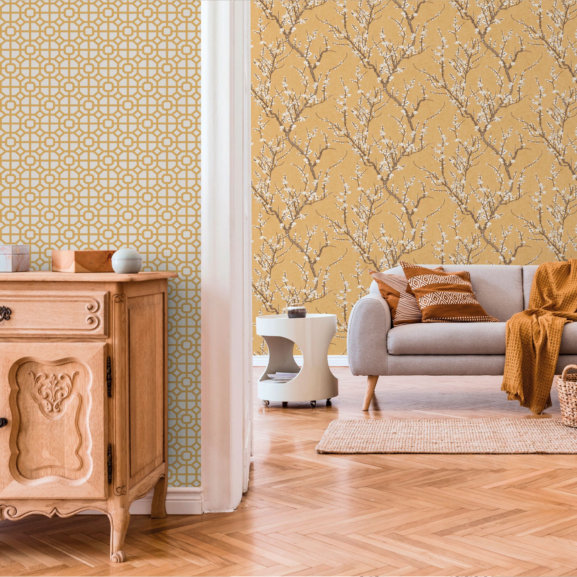 1908-3 Lattice Spring Blossom Wallpaper By Galerie