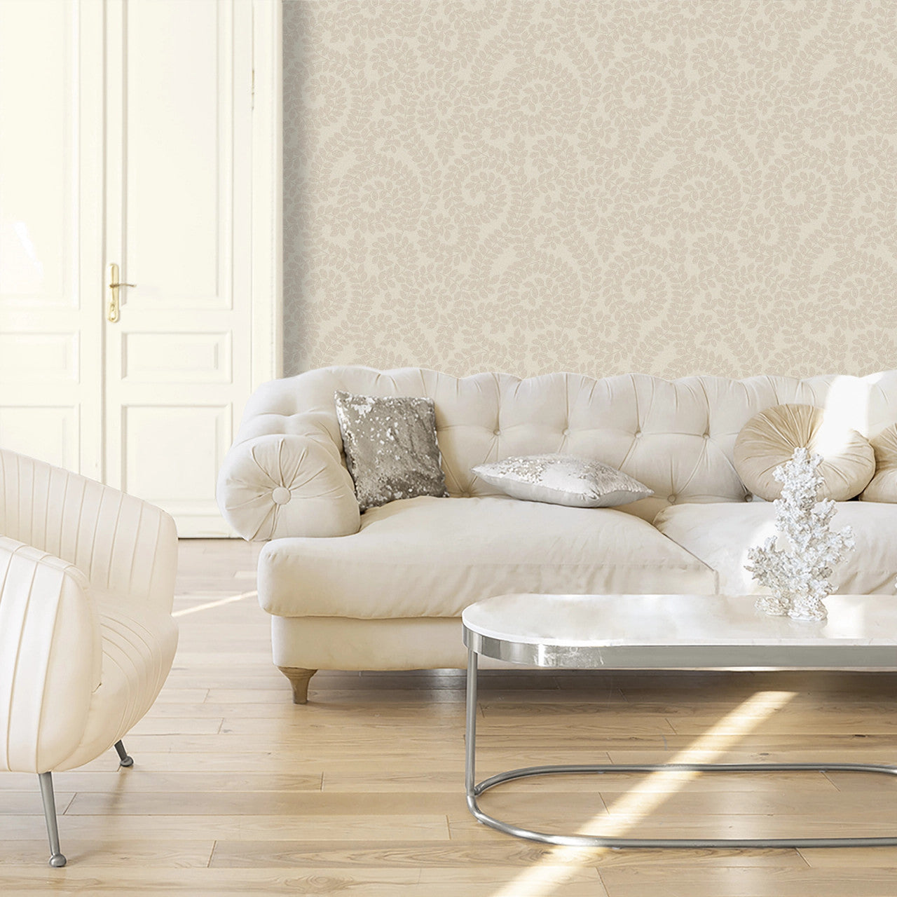 1925 Valentino Cream Leaf Wallpaper by Belgravia Zambaiti Parati