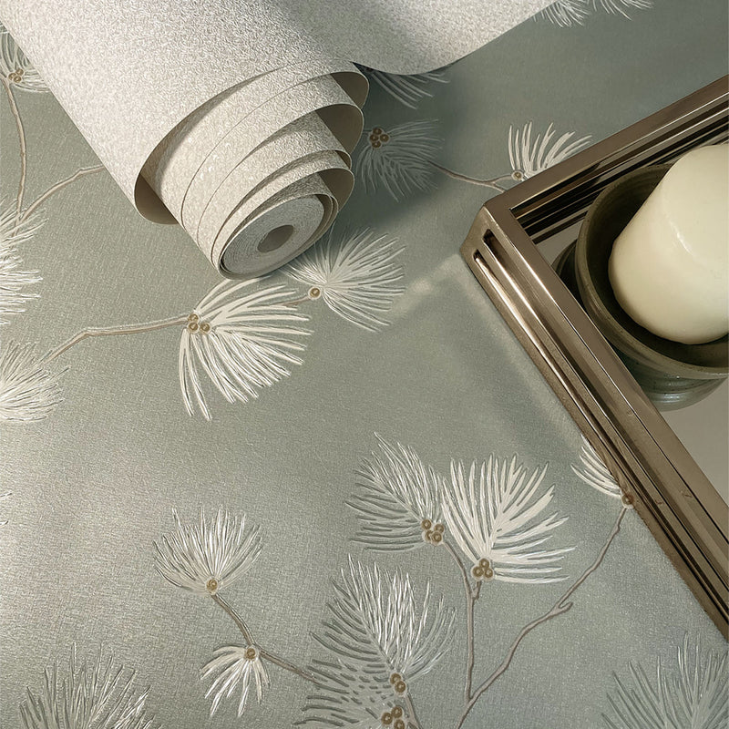 GB 1936 Valentino Pine Trail Green Wallpaper by Belgravia
