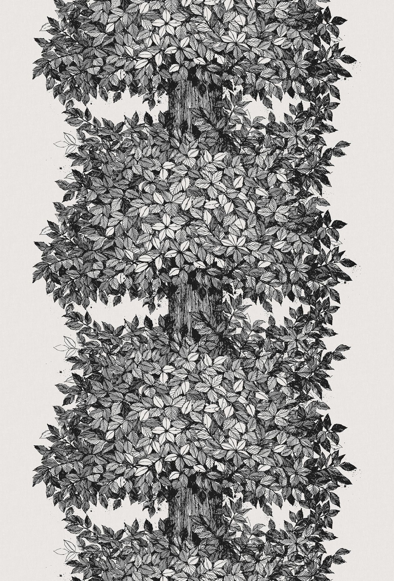 1950 Viola Gråsten Hassel Black & White Mural by Boråstapeter