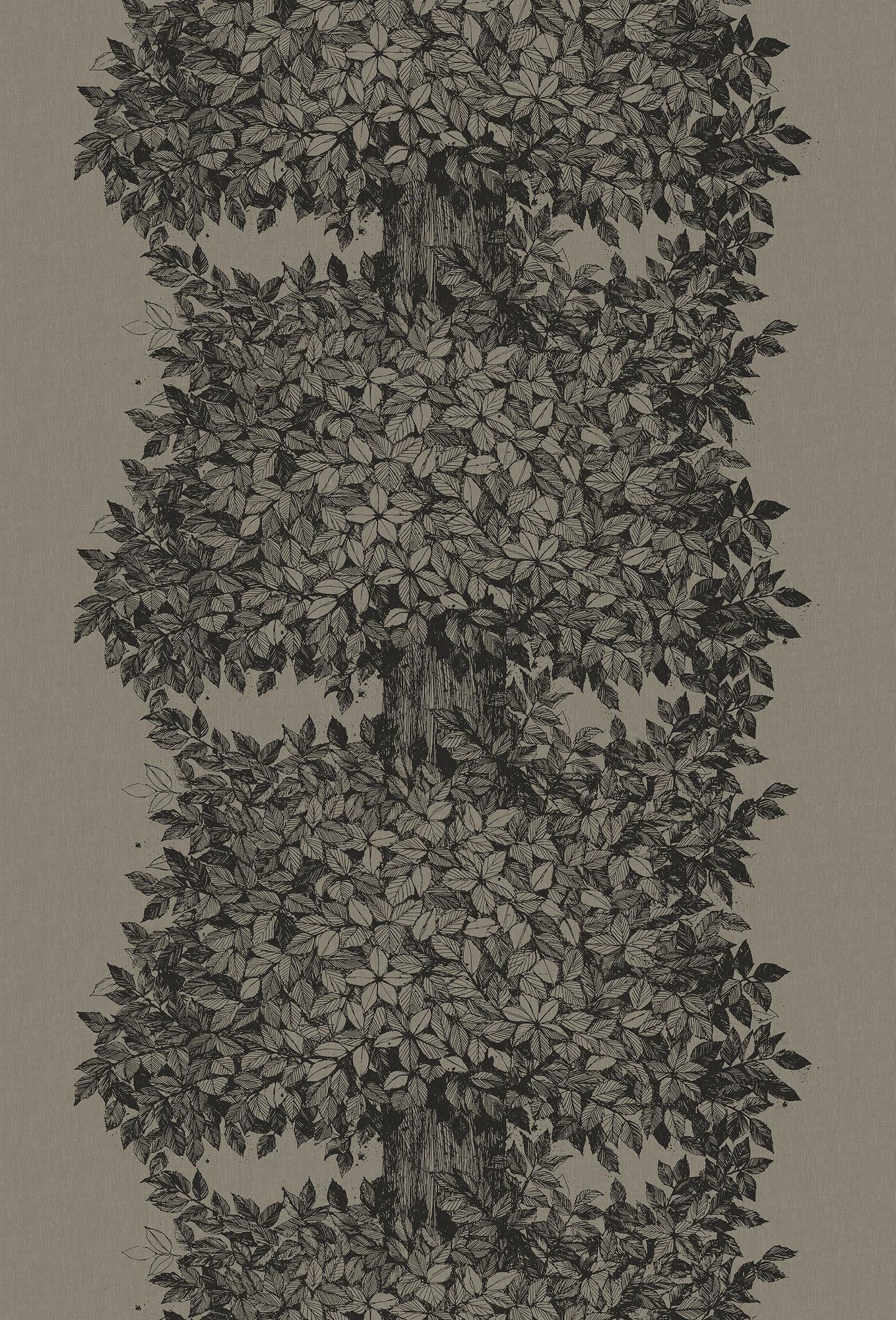 1951 Viola Gråsten Hassel Brown and Black Mural by Boråstapeter