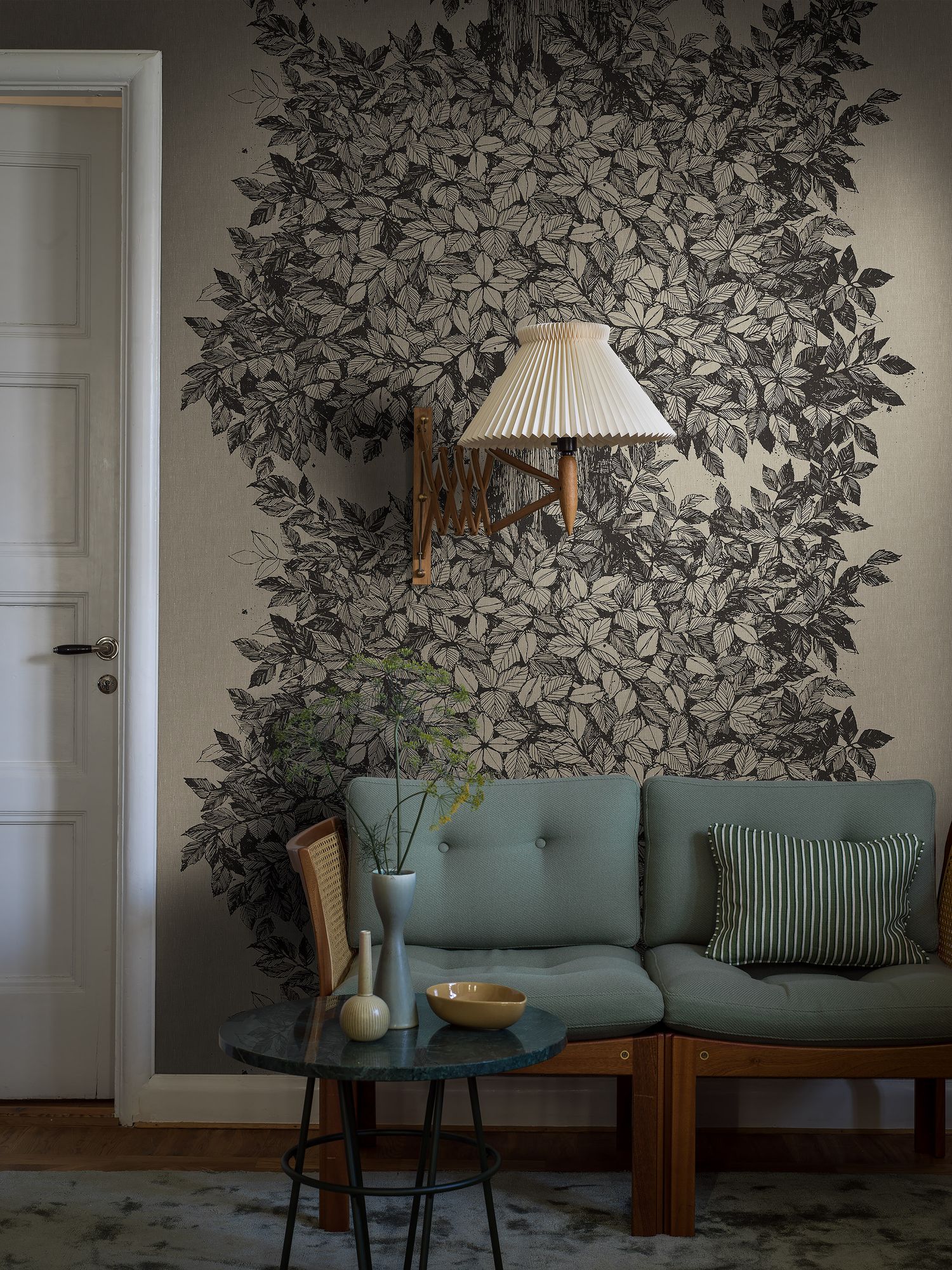 1951 Viola Gråsten Hassel Brown and Black Mural by Boråstapeter