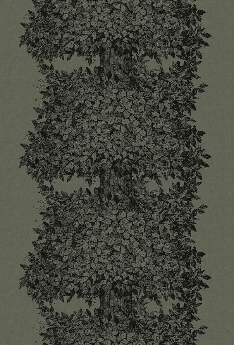 1952 Viola Gråsten Hassel Green and Brown Mural by Boråstapeter