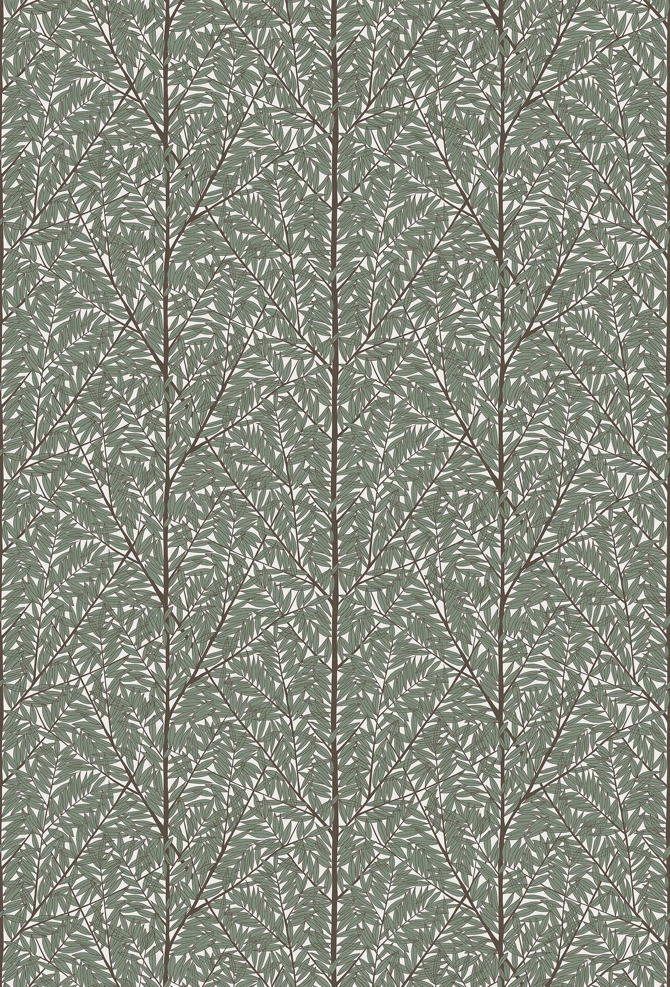 1956 Viola Gråsten Korgpil Green Mural by Boråstapeter