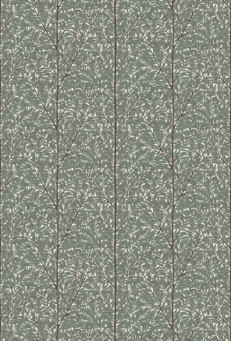 1956 Viola Gråsten Korgpil Green Mural by Boråstapeter