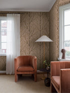 1958 Viola Gråsten Korgpil Pink and Brown Mural by Boråstapeter