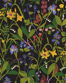1964 Gocken Jobs Ros och Lilja Multi and Black Wallpaper by Boråstapet