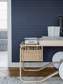 1965 Alvar Aalto M.I.T Blue and Grey Wallpaper by Boråstapeter