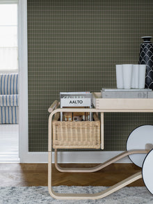 1970 Alvar Aalto M.I.T Green and Grey Wallpaper by Boråstapeter
