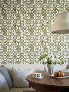 1971 Stig Lindberg Fruktlåda Green Wallpaper by Boråstapeter