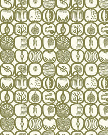 1971 Stig Lindberg Fruktlåda Green Wallpaper by Boråstapeter