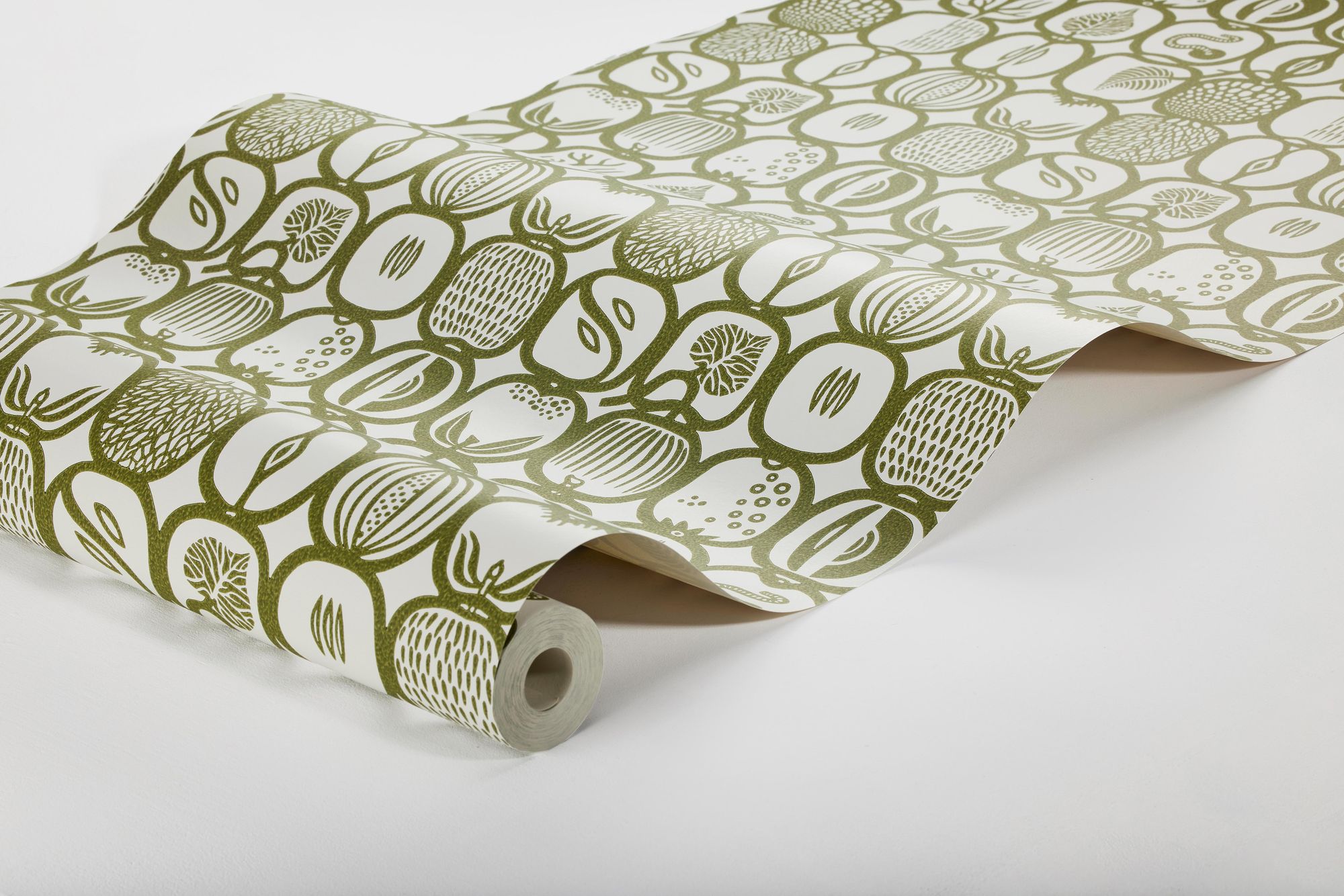 1971 Stig Lindberg Fruktlåda Green Wallpaper by Boråstapeter