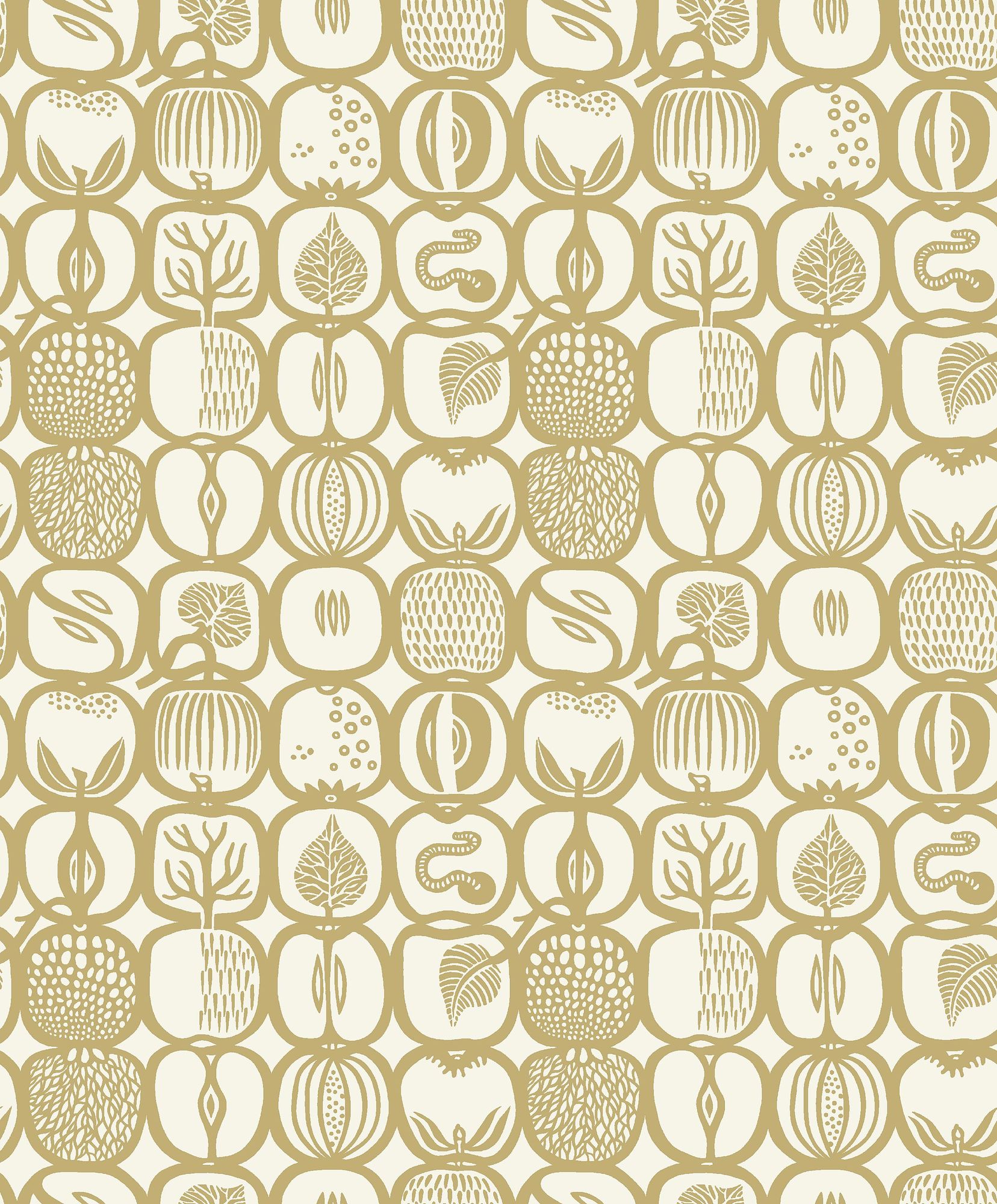1972 Stig Lindberg Fruktlåda Yellow Wallpaper by Boråstapeter