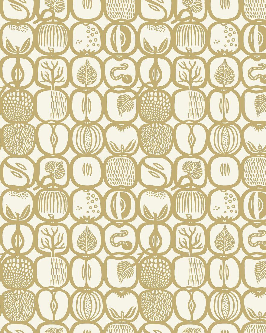 1972 Stig Lindberg Fruktlåda Yellow Wallpaper by Boråstapeter