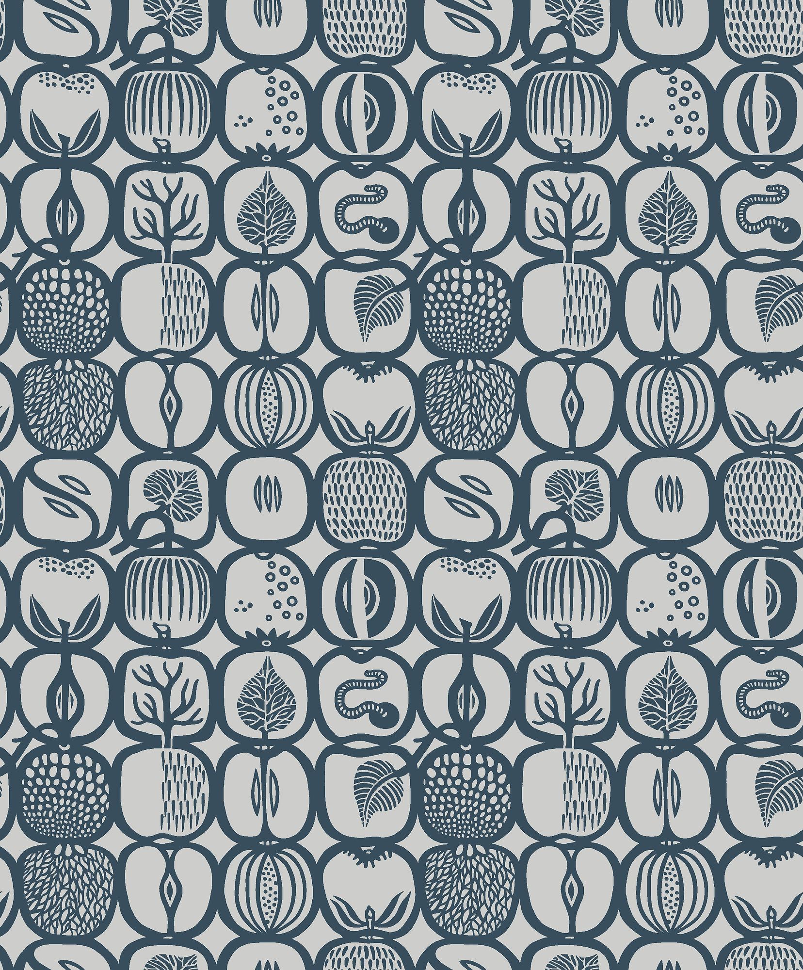 1973 Stig Lindberg Fruktlåda Blue Wallpaper by Boråstapeter