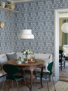 1973 Stig Lindberg Fruktlåda Blue Wallpaper by Boråstapeter