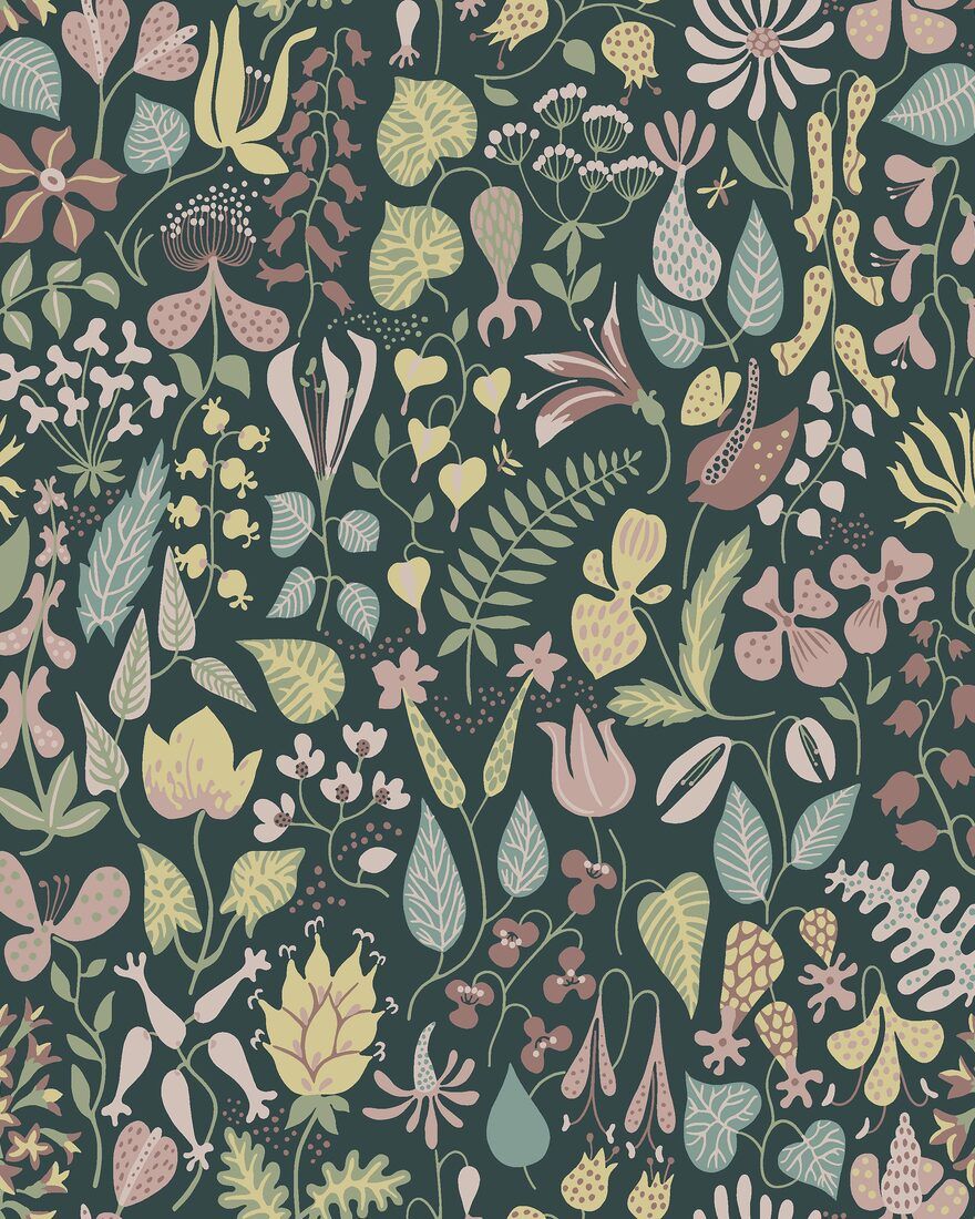 1976 Stig Lindberg Herbarium Multi Wallpaper by Boråstapeter