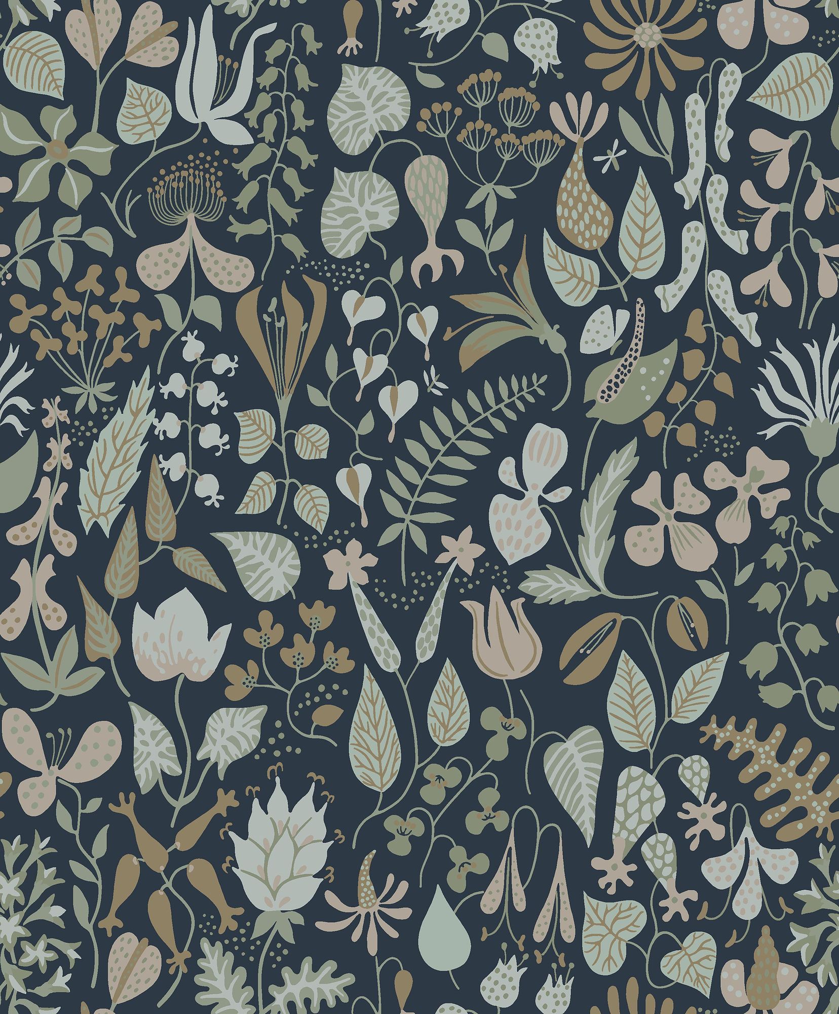 1977 Stig Lindberg Herbarium Multi Wallpaper by Boråstapeter