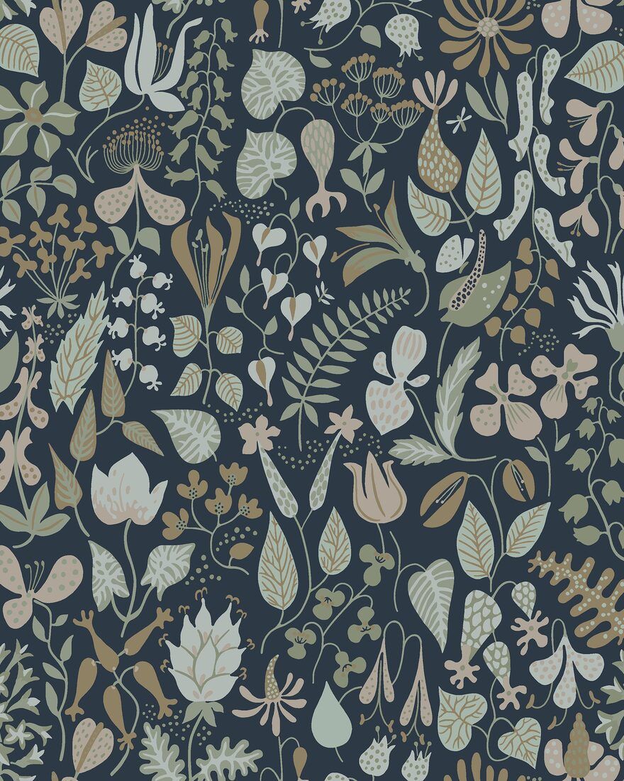 1977 Stig Lindberg Herbarium Multi Wallpaper by Boråstapeter