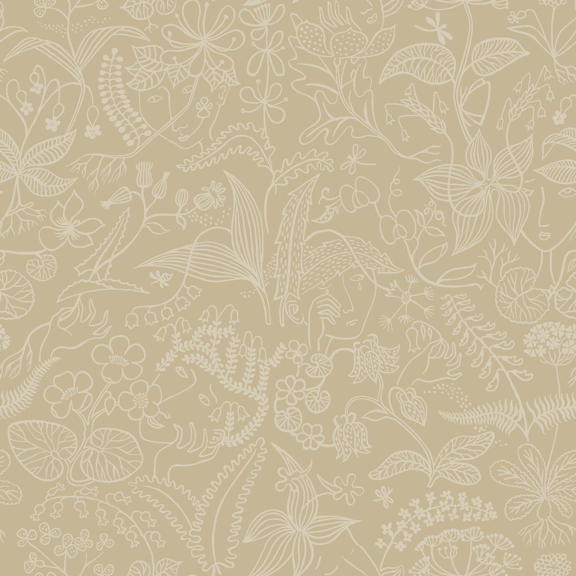 1979 Stig Lindberg Grazia Yellow and Beige Wallpaper by Boråstapeter