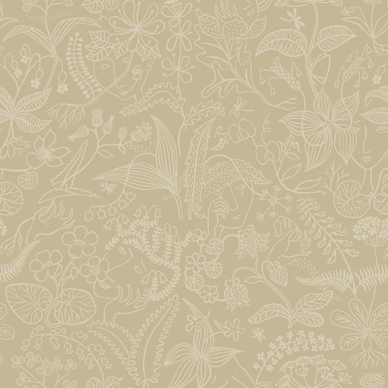 1979 Stig Lindberg Grazia Yellow and Beige Wallpaper by Boråstapeter