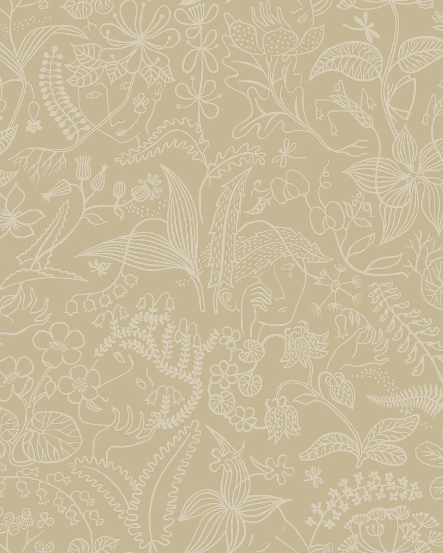 1979 Stig Lindberg Grazia Yellow and Beige Wallpaper by Boråstapeter
