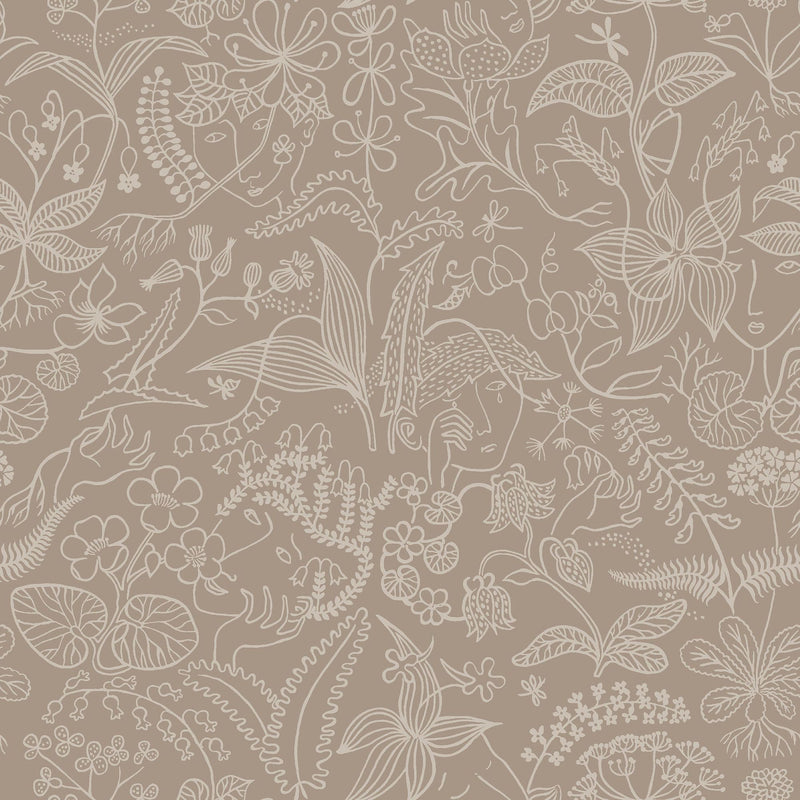 1980 Stig Lindberg Grazia Pink and Brown Wallpaper by Boråstapeter
