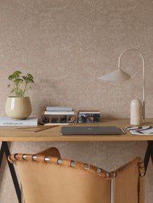 1980 Stig Lindberg Grazia Pink and Brown Wallpaper by Boråstapeter