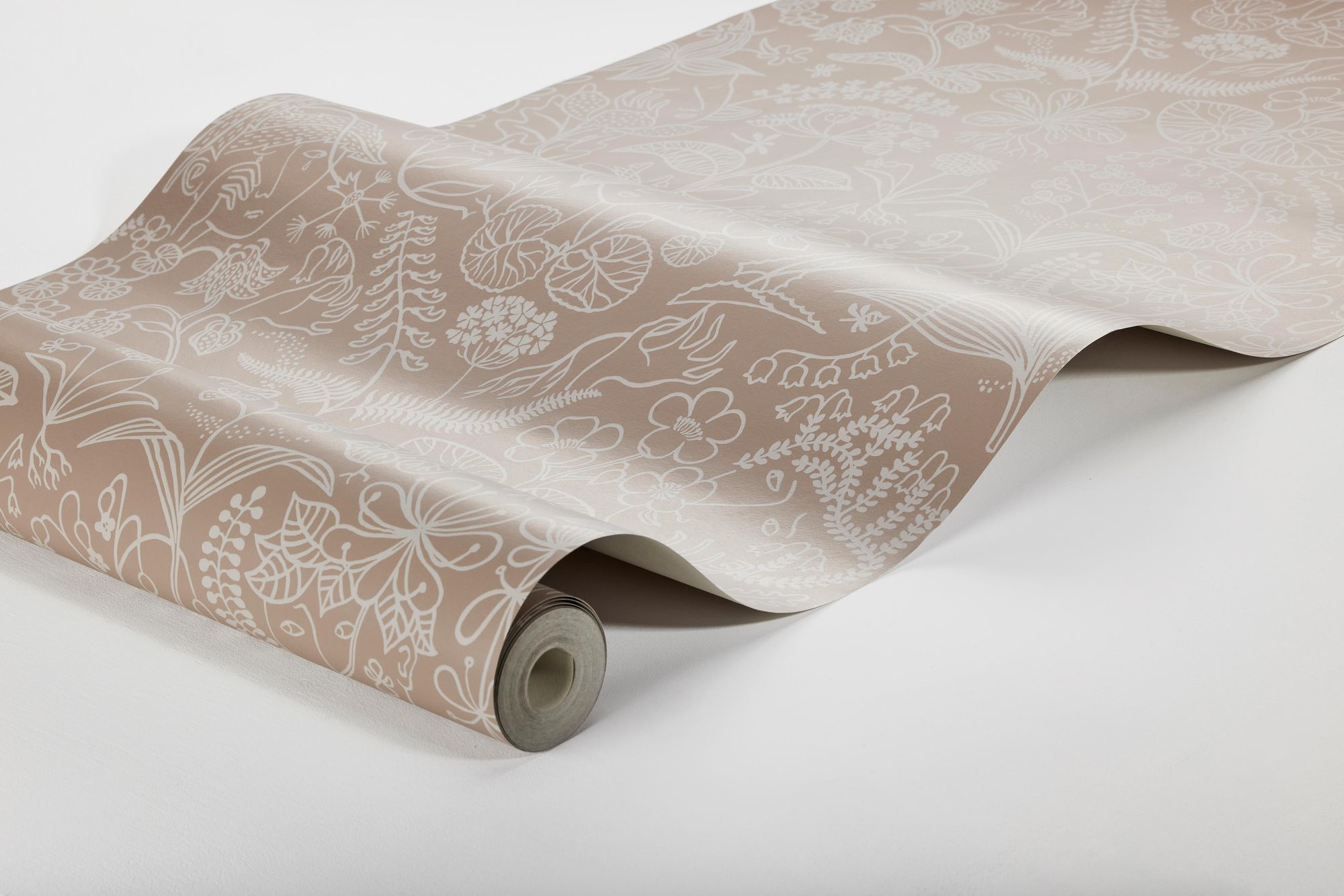 1980 Stig Lindberg Grazia Pink and Brown Wallpaper by Boråstapeter