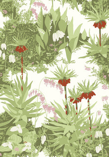 1982 Arne Jacobsen Kejsarkrona Green and Multi Wallpaper by Boråstapet