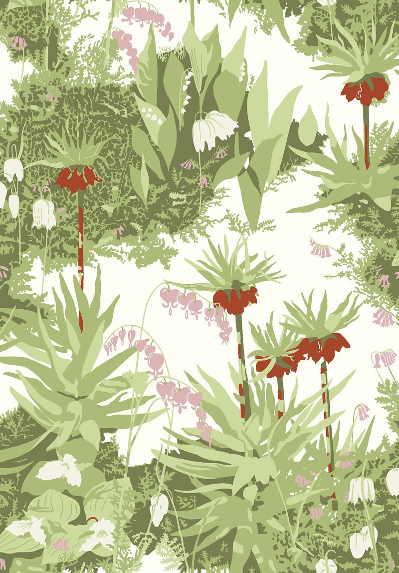 1982 Arne Jacobsen Kejsarkrona Green and Multi Wallpaper by Boråstapet