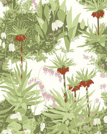 1982 Arne Jacobsen Kejsarkrona Green and Multi Wallpaper by Boråstapet