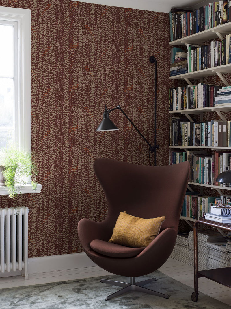 1984 Arne Jacobsen Ranke Red and Beige Wallpaper by Boråstapeter